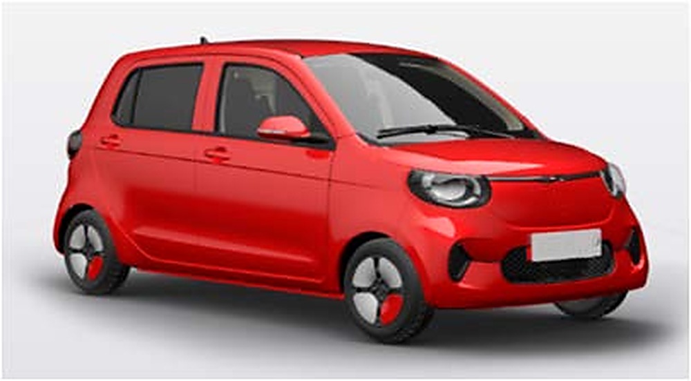LST-HR2 four-seat electric city car, front three-quarter view